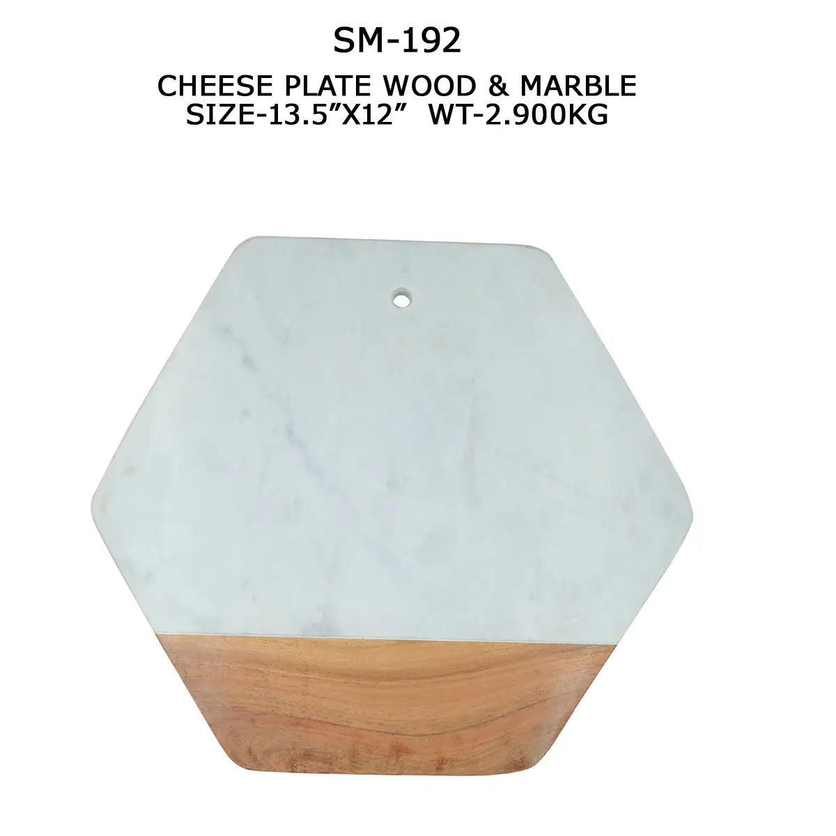 CHEESE PLATE WHITE MARBLE & WOOD